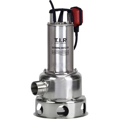 Stainless steel submersible pump with side outlet and red cable connection. Model name 'EXTREMA 500/13 IX' by T.I.P.