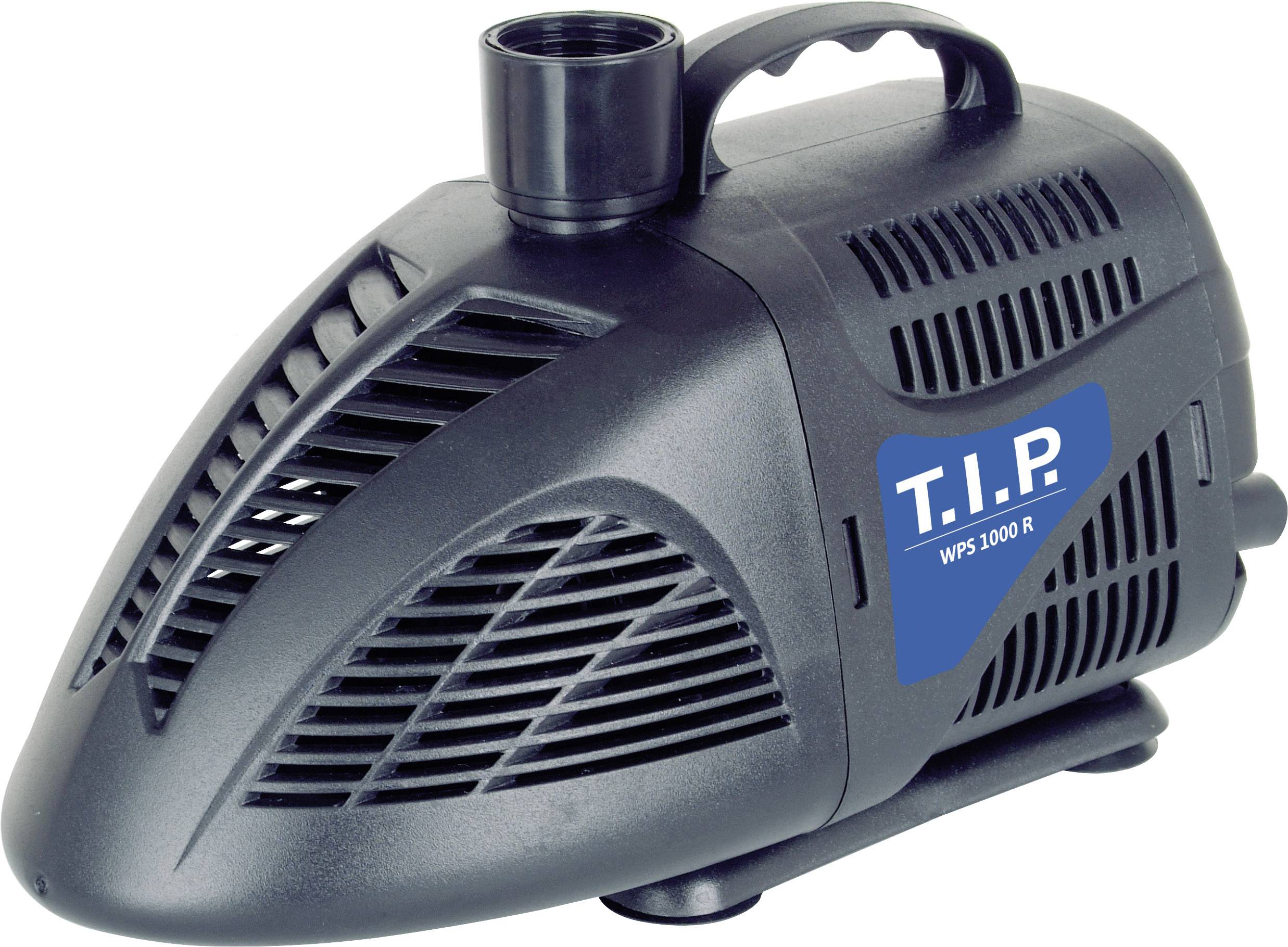 A black water pump with a blue sticker 'T.I.P WPS 1000 R'. It has a handle and ventilation slots.