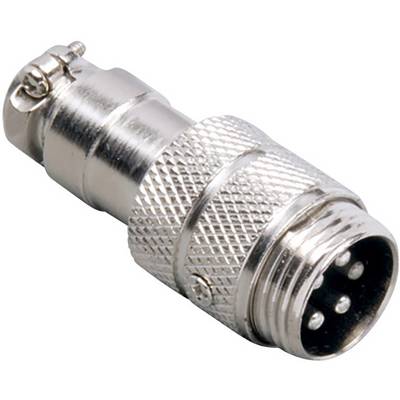 A silver, cylindrical plug with three pins and a knurled grip for better handling.