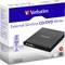 External Slimline CD/DVD Writer by Verbatim, compatible with Mac and Windows. CD 24x, DVD 8x speed, USB-powered. Packaged in white box.