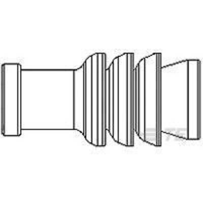 Schematic diagram of a camera lens with seven lenses arranged in a row.