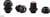 Various black cable glands with orange seals in different views; RoHS compliant.