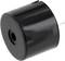 Black cylindrical buzzer with side opening and longer connection pin, used for acoustic signals in electronic devices.