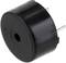 A black, cylindrical piezo sounder with two metal terminals.