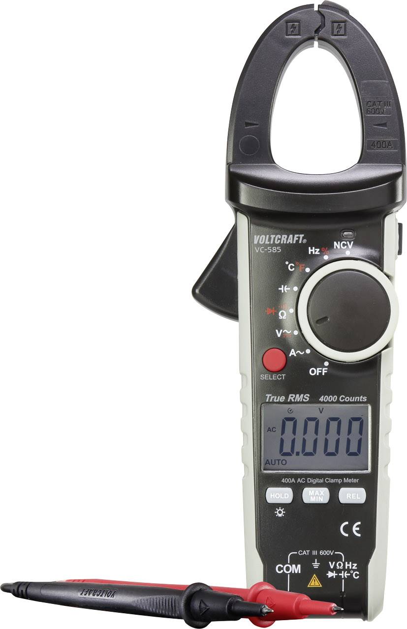 VOLTCRAFT VC585 Clamp meter Calibrated to (ISO standards) Digital CAT III 600 V Display (counts): 4000