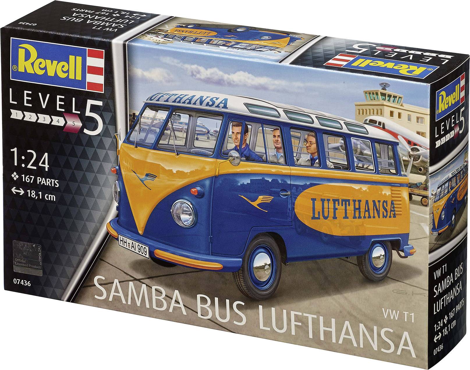 Lufthansa Revell GmbH 07436 1 24 Escala Kit de plástico Modelo VW T1 Samba Bus