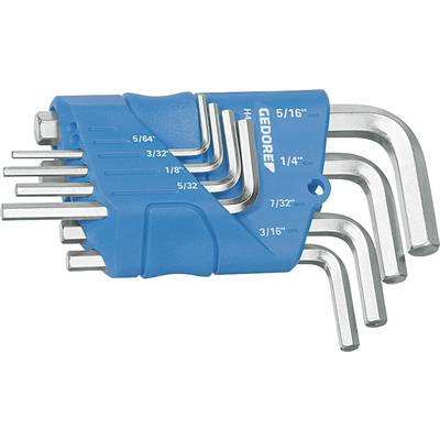'Set of metal Allen keys in various sizes, organised in a blue holder.'