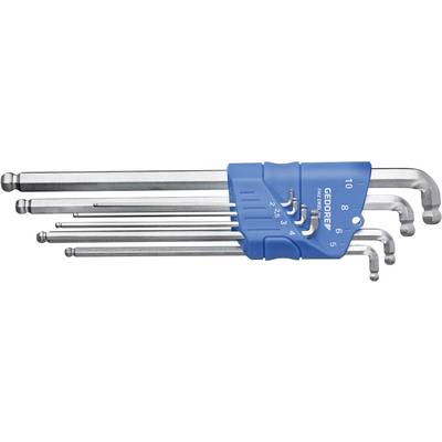 'Set of eight hexagon Allen keys in a blue holder, various sizes from 2 to 10 mm, with ball-end design.'