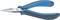 A pointed pliers with blue and black handles, suitable for precise work, such as gripping or cutting small objects.