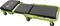 Green workshop reclining trolley with black upholstery and wheels, suitable for working underneath vehicles.