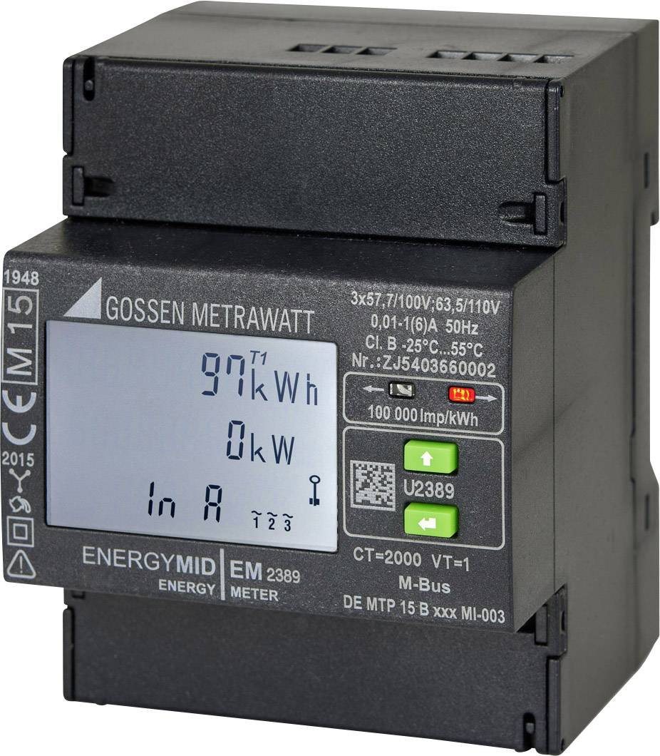 Gossen Metrawatt U2389-V011 Electricity meter (3-phase) incl. converter jack Digital MID-approved: Yes 1 pc(s)