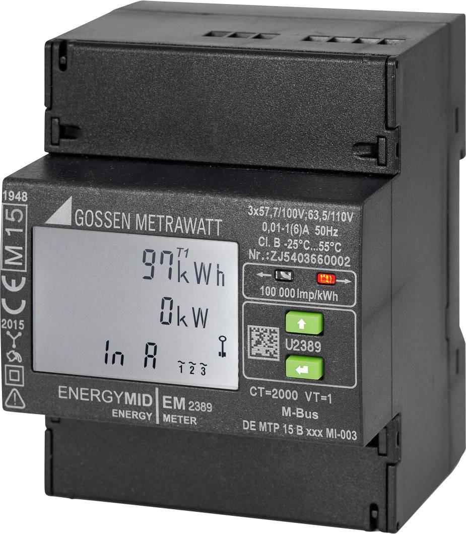 Gossen Metrawatt U2389-V025 Electricity meter (3-phase) incl. converter jack Digital MID-approved: Yes 1 pc(s)
