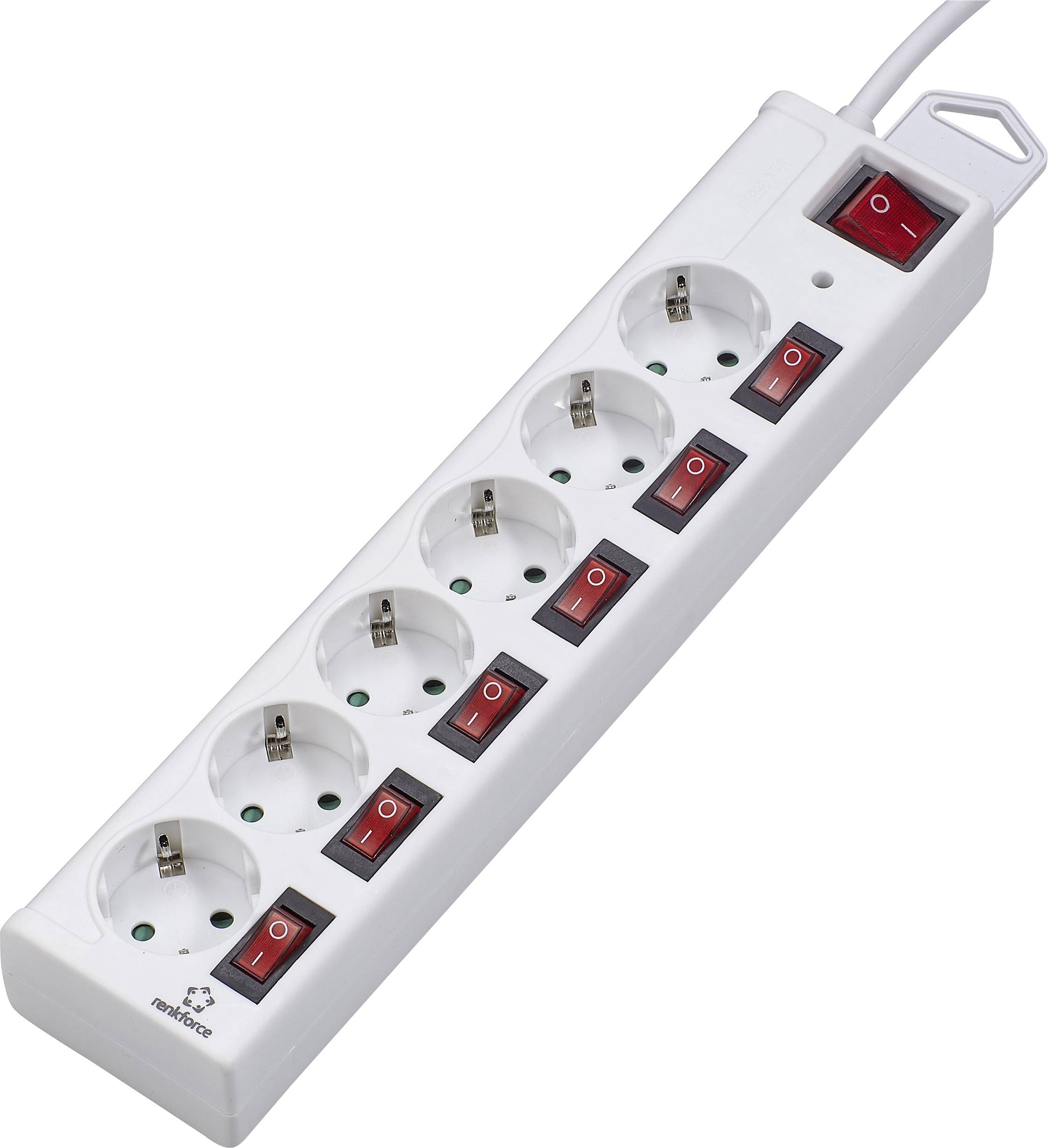 Renkforce 615B-CMW-S Surge protection power strip 6x White PG connector 1 pc(s)