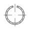 A stylised icon of a worn or broken horseshoe, surrounded by a crosshair. Symbol for a target or precision.