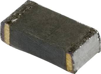 A small, rectangular, black resistor with metallic end caps for mounting on printed circuit boards in electronic circuits.