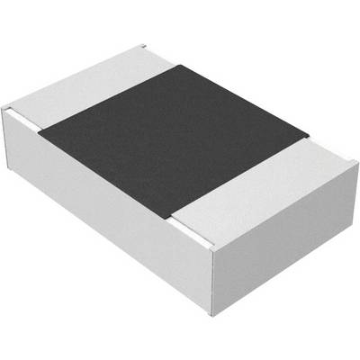 A rectangular, flat, black component on a silver carrier, presumably an electronic resistor or similar electronic part.