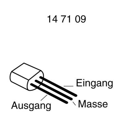 'Electrical component with three terminals: input, output and ground. Number above: 14 71 09.'
