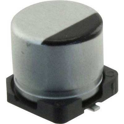 Cylindrical metal knob with a black pointer on a black base, used for controlling or adjusting devices.