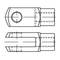 Technical drawing of a metal part with a cylinder and hole, top view and side view. Line weights and dimensions are marked.