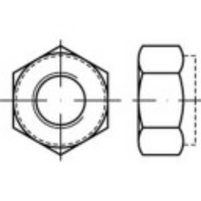 Drawing of a hexagonal nut: top and side view. Shows the shape and threaded structure of the nut.