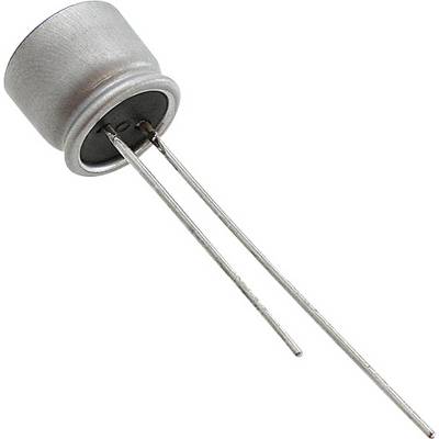 A silver, cylindrical transistor with two long metal leads.