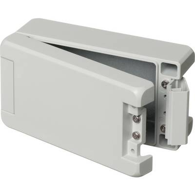 Grey, rectangular plastic enclosure with screws, opened up. Suitable for electronic integration or as a protective housing.