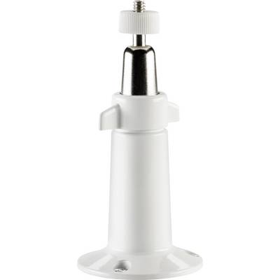 White camera mounting stand with adjustable head. Suitable for wall or ceiling mounting of surveillance cameras.