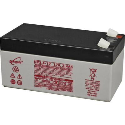 EnerSys Genesis NP3.4-12 VRLA 12 V 3.4 Ah AGM (W x H x D) 134 x 67 x 67 mm 6.35 mm blade terminal Maintenance-free, VDS -0