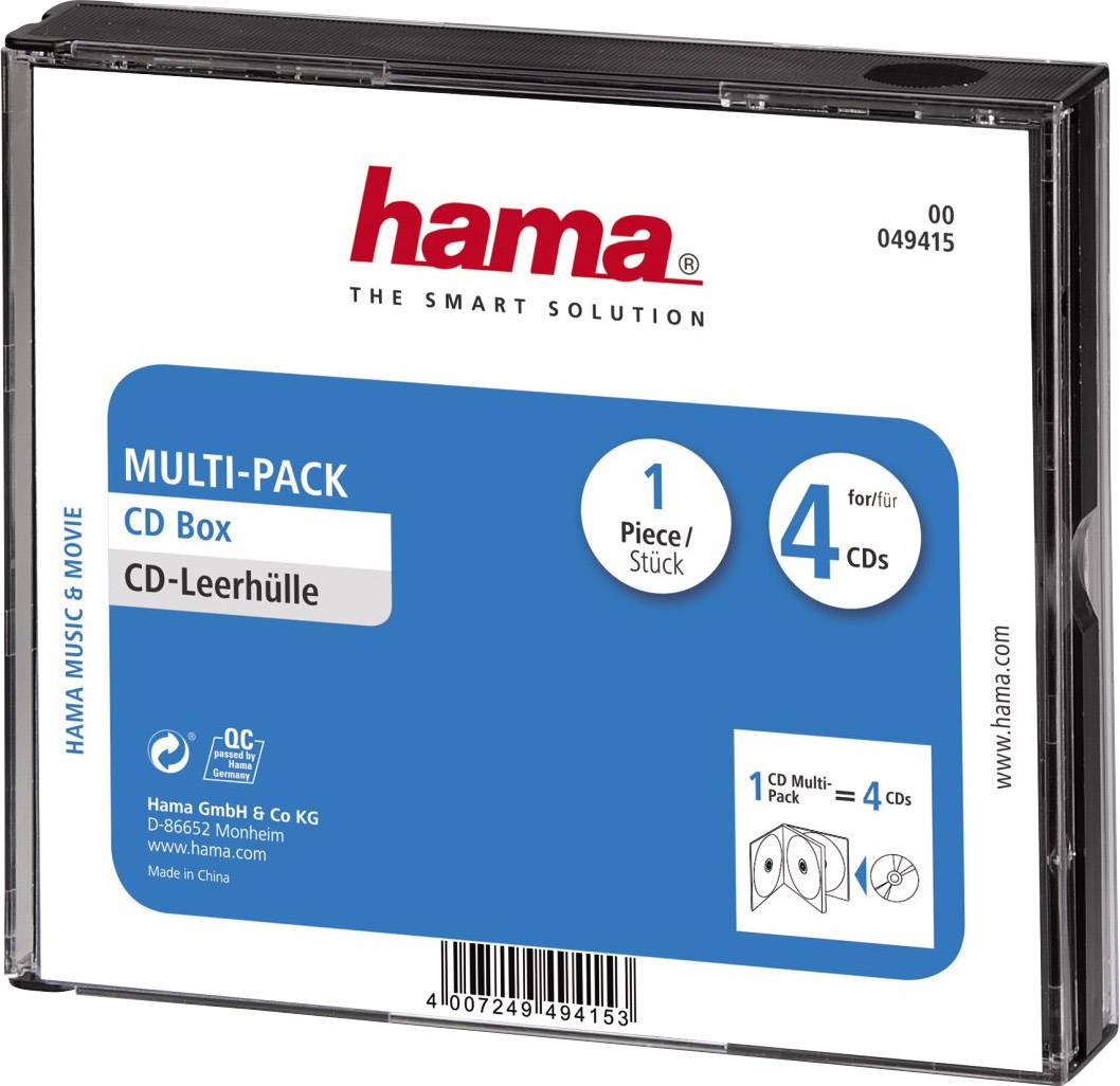 Hama CD box 00049415 4 CDs/DVDs/Blu-rays Black Polystyrene 1 pc(s)