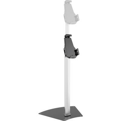 Black device mount on a grey base, designed for securely attaching a tablet or device.