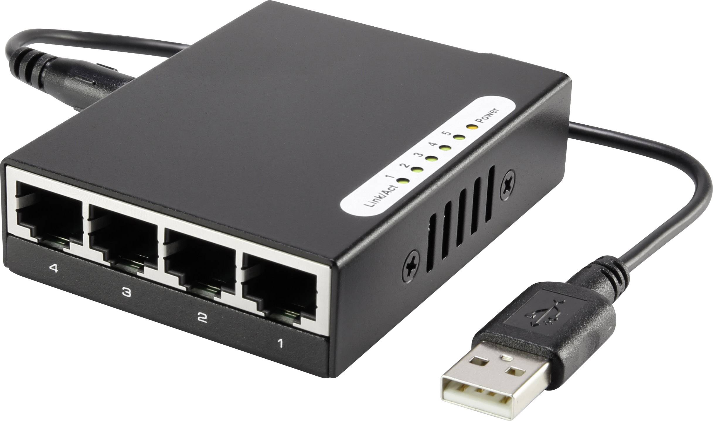 Renkforce RF-4451433 Network switch 5 ports 100 MBit/s USB power supply