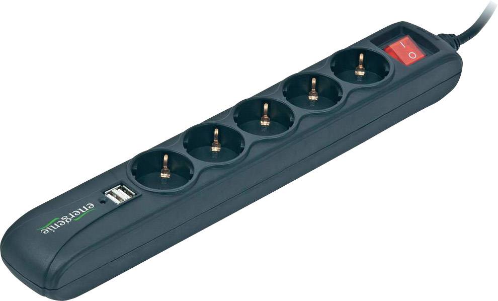 Image of Gembird SPG5-U2-5 Power strip (+ switch) 5x Black PG connector 1 pc(s)