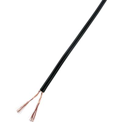 A black cable with two exposed copper wires at one end, used for electrical connection.