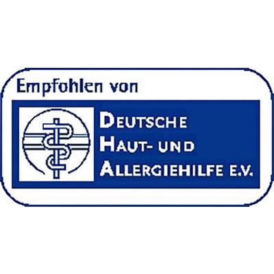 Logo of the German Skin and Allergy Aid Association, with the text 'Recommended by German Skin and Allergy Aid Association'