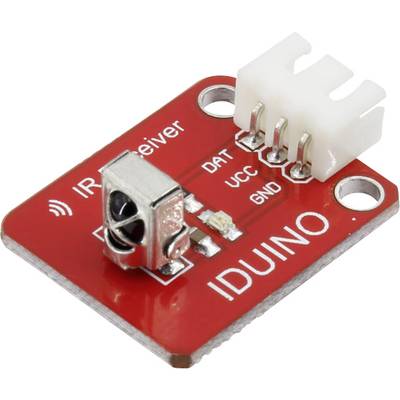 Red infrared receiving module with the label 'IR Receiver' and 'IDUINO', with connections for DAT, VCC and GND.