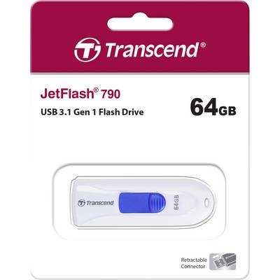 Transcend JetFlash® 790 USB stick 64 GB White, Blue TS64GJF790W USB A (USB 3.1 1st gen)-3