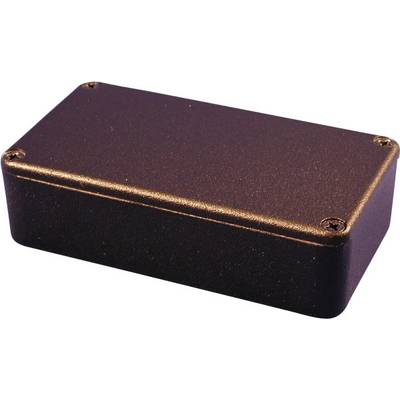 A rectangular, glossy, brown casing with four screws at the corners.