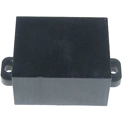 A rectangular black component with two mounting holes on both sides, used in electronic applications.