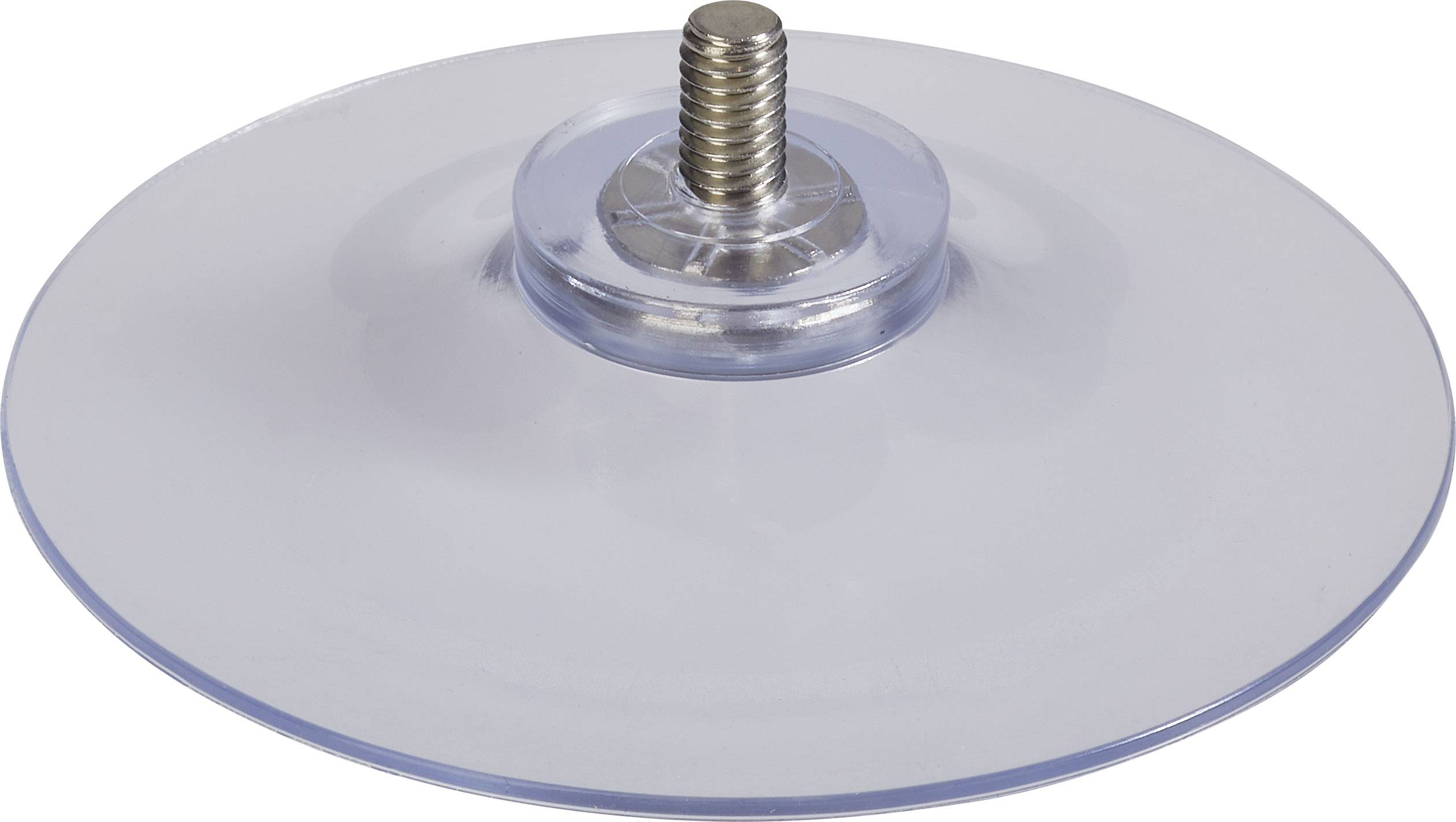 Suction foot with thread, transparent, demonstrates robust mounting option for smooth surfaces.