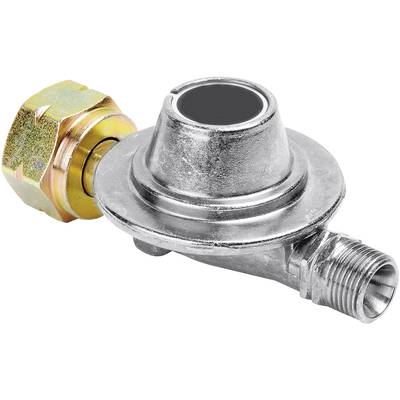 'Metallic gas hose connector with threaded fitting, suitable for gas cylinders.'