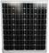 A rectangular solar panel with an arrangement of dark blue photovoltaic cells in a silver frame.