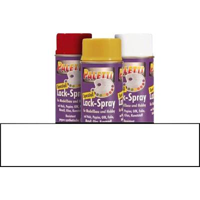 'Three spray paint cans by the Paletti brand in Red, Yellow and White. Suitable for wood, paper, plastic and more.'