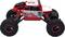 A red and white remote-controlled off-road vehicle with large tyres, suitable for off-road adventures.
