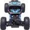 A remote-controlled car with large, robust tyres and a blue bodywork, perfect for off-road adventures.
