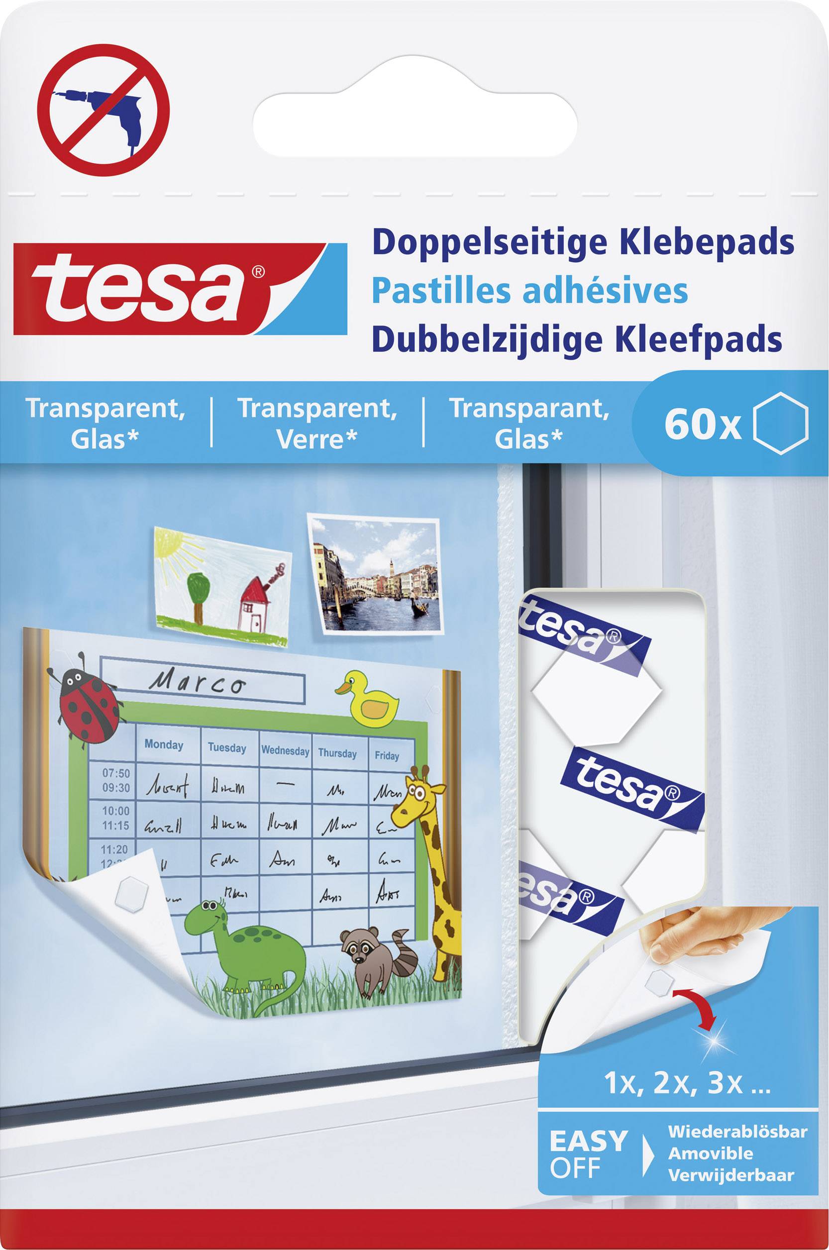 tesa Double-sided adhesive pads Transparent Content: 60 pc(s)