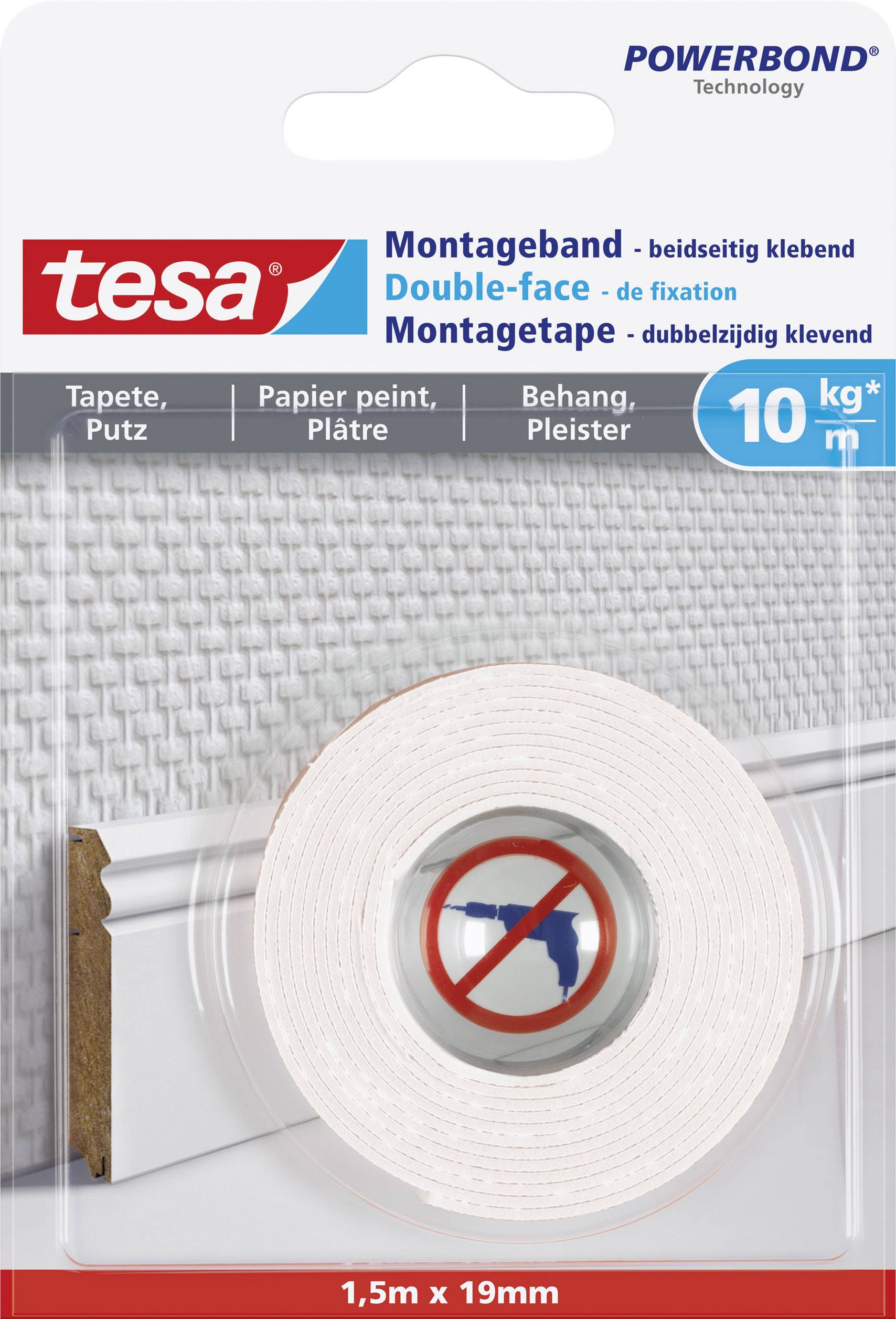 tesa WALLPAPER 77742-00000-00 Industrial tape tesa® Powerbond White (L x W) 1.5 m x 19 mm 1 pc(s)