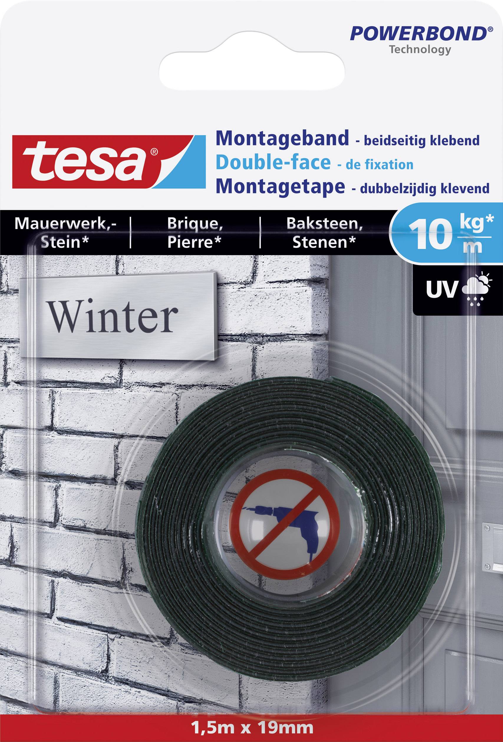 tesa BRICK & STONE 77748-00000-00 Industrial tape tesa® Powerbond Black (L x W) 1.5 m x 19 mm 1 pc(s)