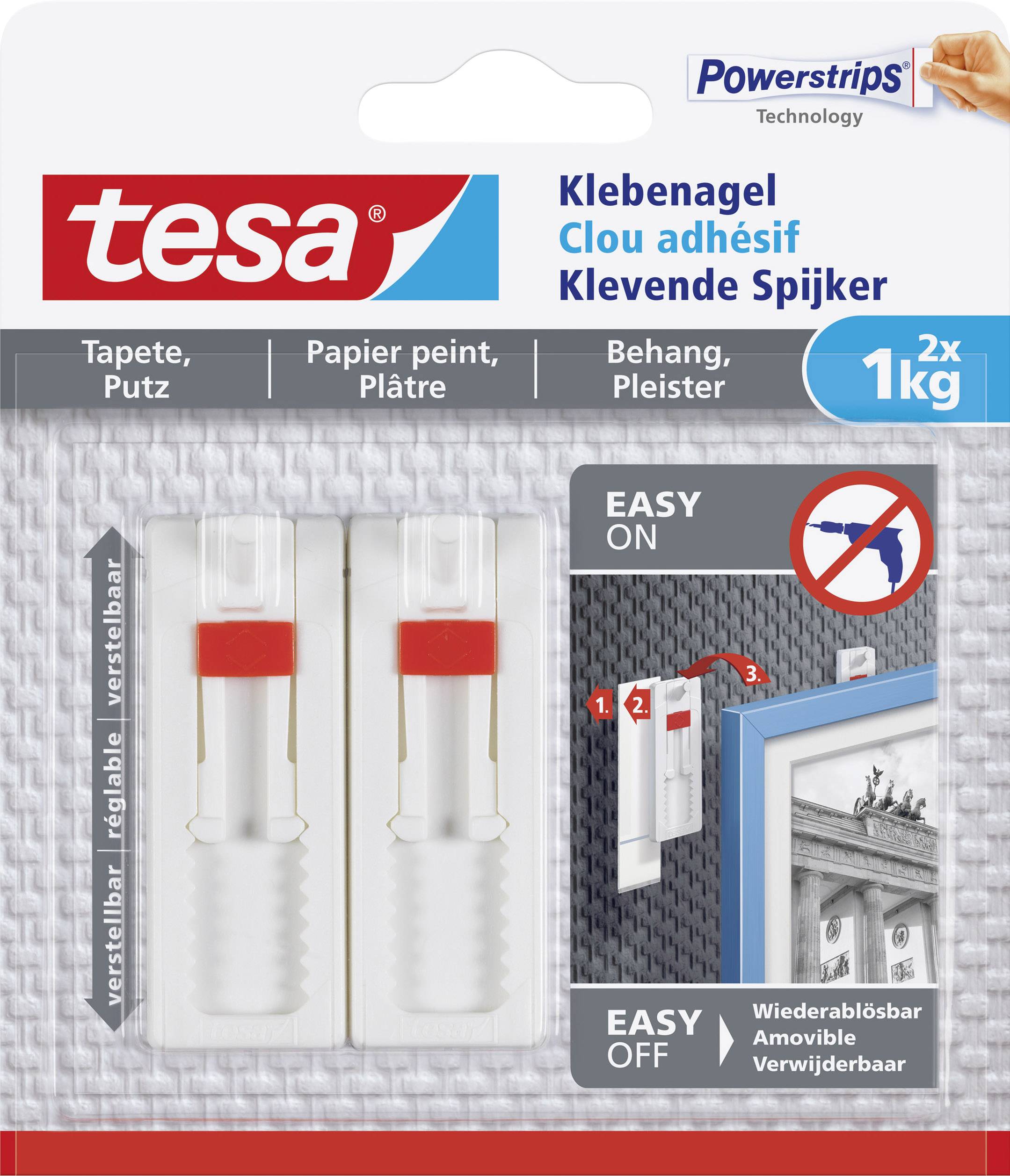 tesa 77774 Adjustable adhesive nail White Content: 2 pc(s)