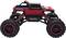 A red, off-road toy car with large tyres, suspension, and a robust chassis, suitable for rough terrain.