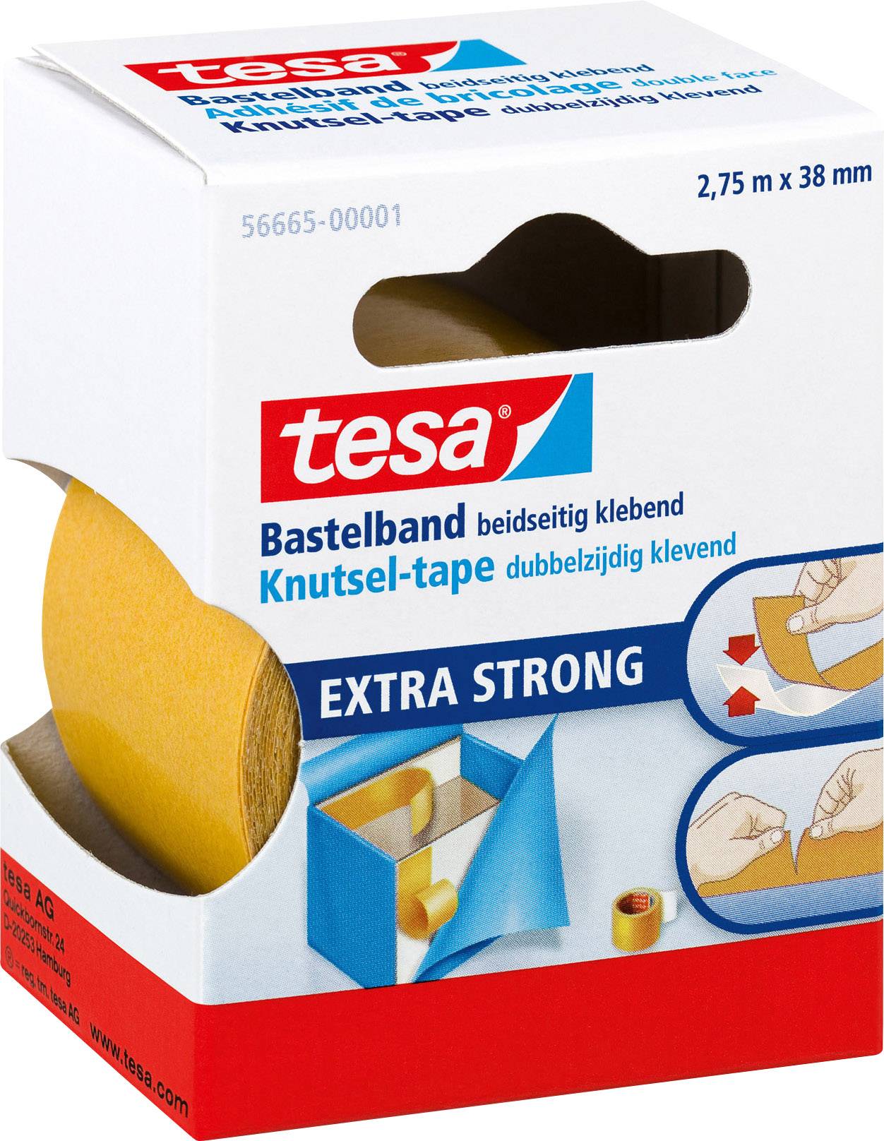 tesa EXTRA STRONG 56665-00001-01 Double sided adhesive tape tesa® Bastelband Transparent (L x W) 2.75 m x 38 mm 1 pc(s)